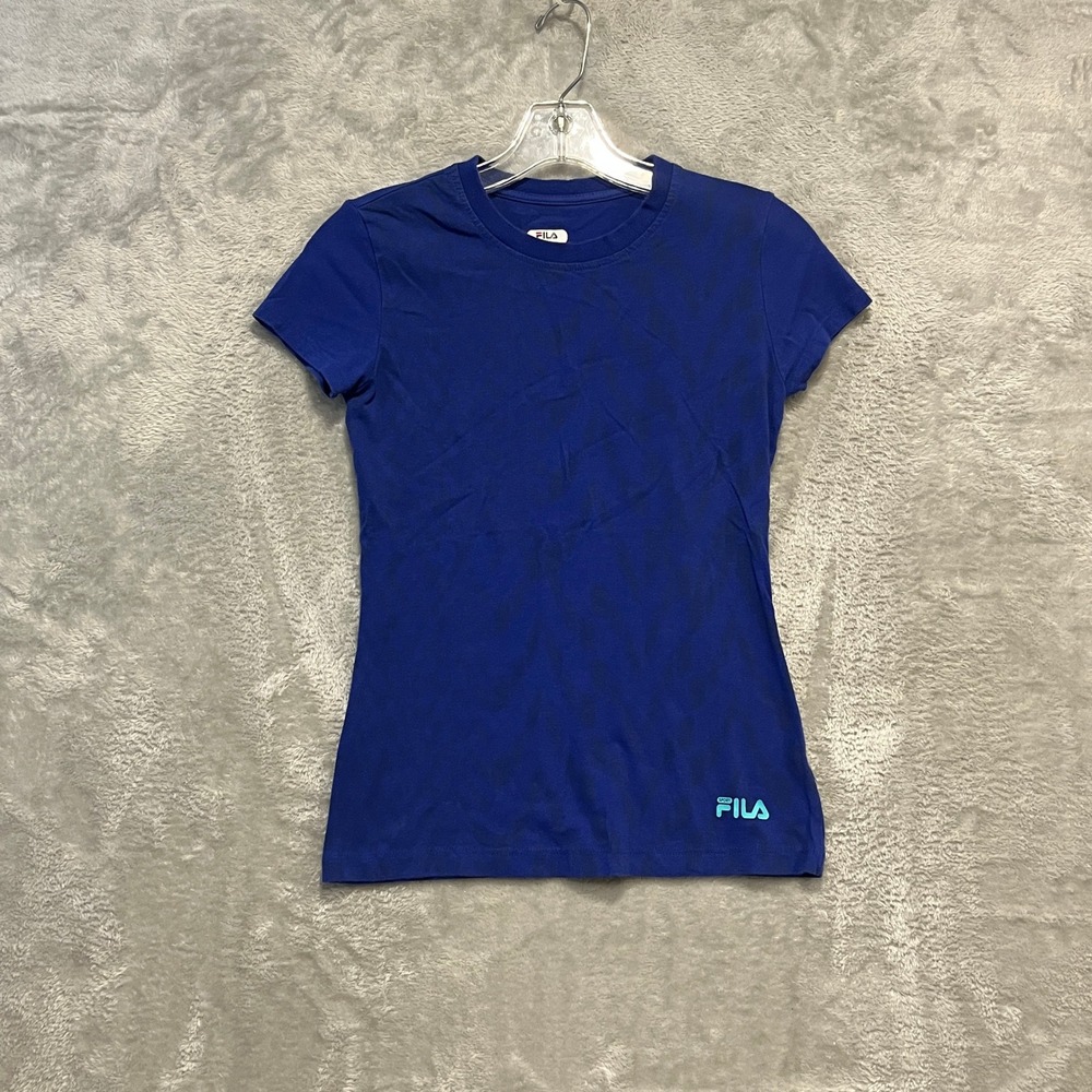 Fila Sport T-Shirt Womens XS Blue Geometric Pattern Short Sleeve Activewear